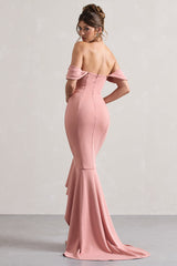 Cotillion | Blush Sweetheart High-Low Maxi Dress With Ruffle Hem
