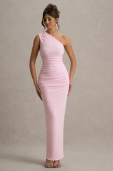 Dalarie | Pink One-Shoulder Gathered Maxi Dress