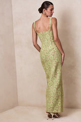 Zarisse | Green Lace Square-Neck Maxi Dress