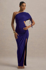 Trance | Blue Asymmetric Maxi Dress with Split
