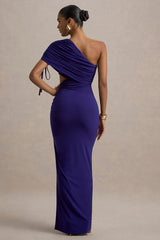 Trance | Blue Asymmetric Maxi Dress with Split
